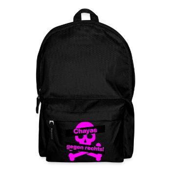 CHAYAS GEGEN RECHTS, PINK SKULL TOTENKOPF, FCK NZS - Rucksack - Schwarz - Vorne