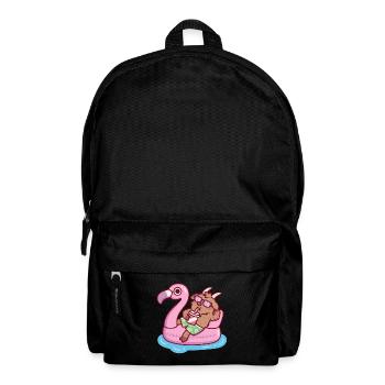Ziege entspannt sich im Flamingo-Pool-Floatsommer - Rucksack - Schwarz - Vorne
