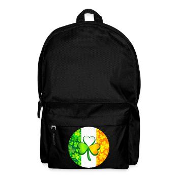 Kleeblatt auf irischer Flagge mit Kleeblättern - Rucksack - Schwarz - Vorne