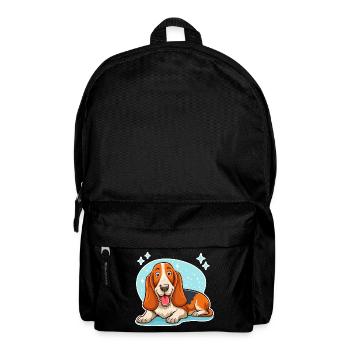 Basset Hound (hellblaue Sterne) - Rucksack - Schwarz - Vorne