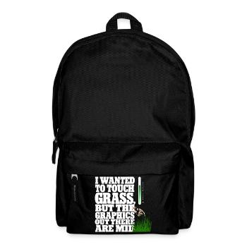 Touching Grass Gamer Shirt | Lustiges Nerd Gaming - Rucksack - Schwarz - Vorne