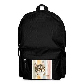 Pastellkatze Aquarellstreifen Katze Maus - Rucksack - Schwarz - Vorne