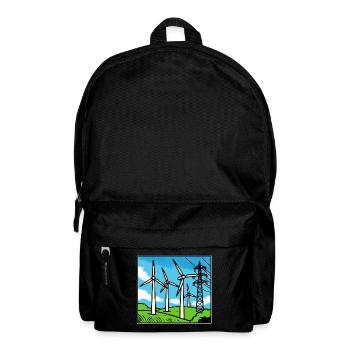 Windkraft Landschaft Blau - Rucksack - Schwarz - Vorne