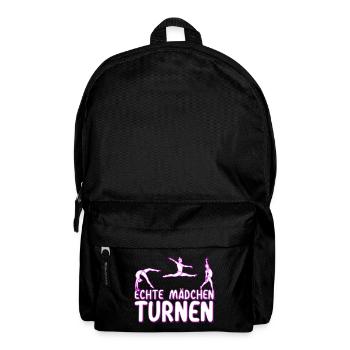 Echte Mädchen Turnen Turnerin | Farben änderbar - Rucksack - Schwarz - Vorne