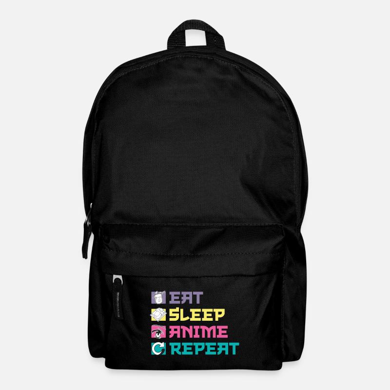 Manger, dormir, anime, répéter - Sac à dos - noir
