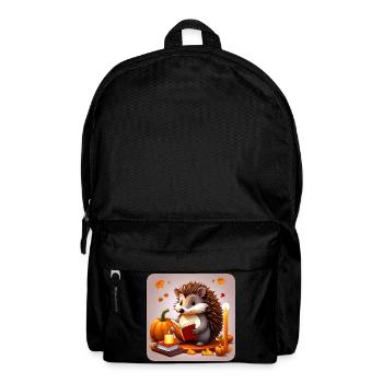 Hérisson mignon avec citrouille et bougies - Sac à dos - noir - Devant