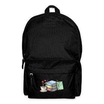 Drawing coffee and books bookworms gifts - Backpack - black - Front