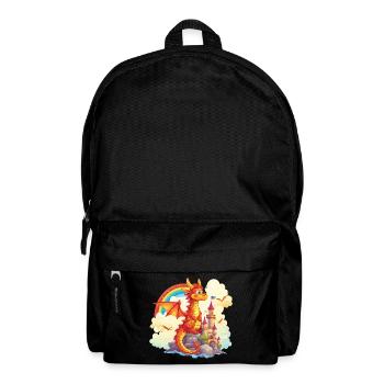 Dragon Castle Rainbow Cute Cute Childish - Backpack - black - Front