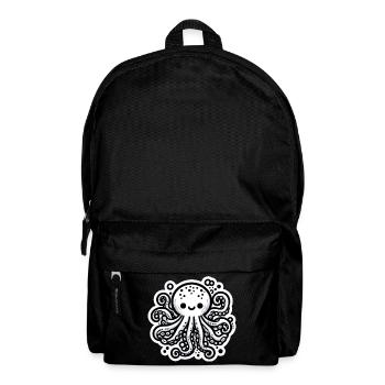 Krake Octopus weiß Sticker - Rucksack - Schwarz - Vorne