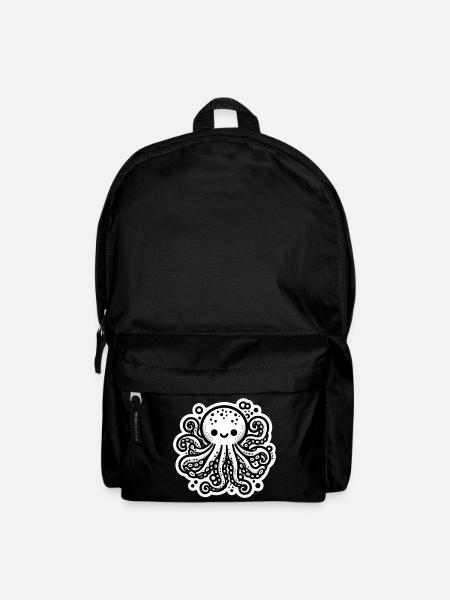 Krake Octopus weiß Sticker - Rucksack - Schwarz