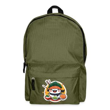Happy Sushi Samurai - Cute Kawaii Sushi Lover - Backpack - olive green - Front