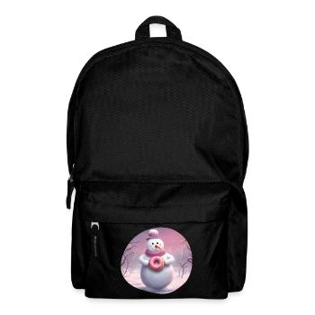 Schneemann mit Donut - Rucksack - Schwarz - Vorne