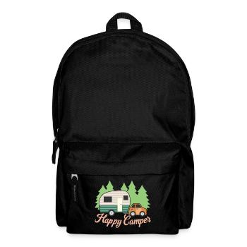 Happy Camper, Wander- & Campingliebhaber, Camper Geschenk - Rucksack - Schwarz - Vorne
