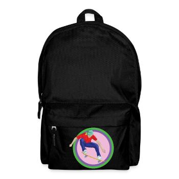Skateboard Skater Halfpipe Stunt Backflip Board - Backpack - black - Front