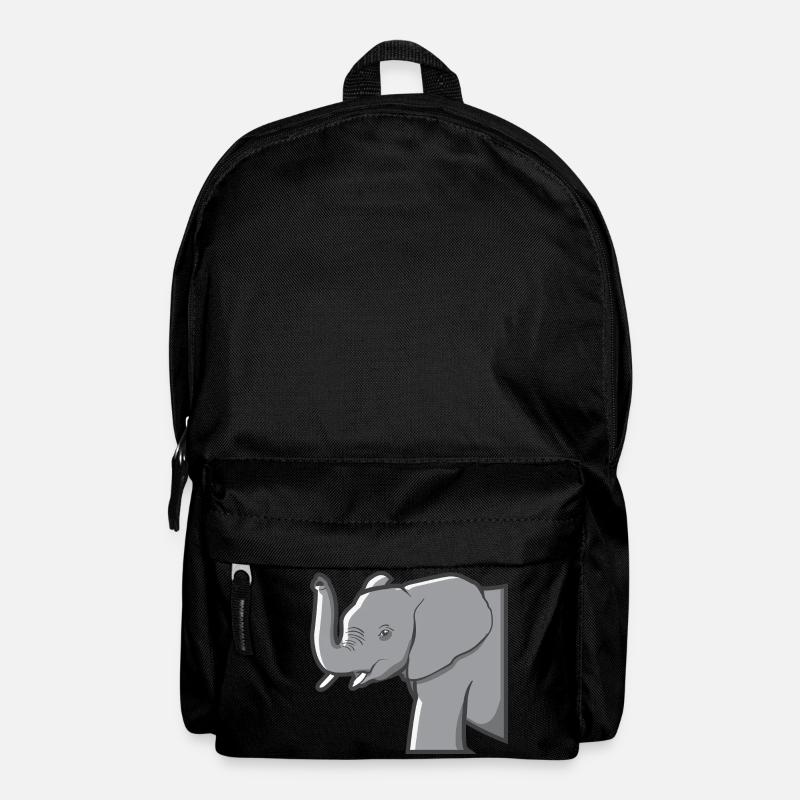 Éléphant lève sa trompe et montre les défenses - Sac à dos - noir