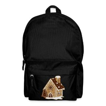 A gingerbread house, gingerbread and frosting - Backpack - black - Front