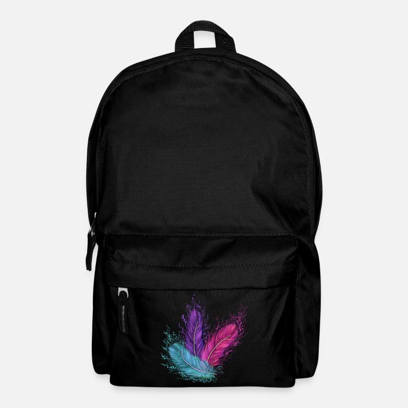 Feather, Bird Feather, Tatoo, Indian Feather - Backpack - black