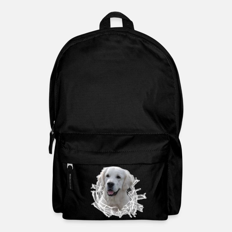 Golden Retriever (blanc) dans le trou de verre - Sac à dos - noir