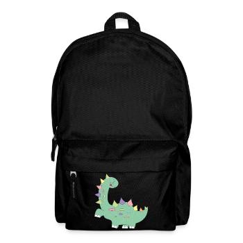 little green dinosaur with colorful dots - Backpack - black - Front