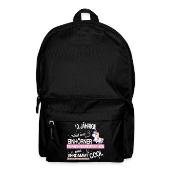 Geburtstag 10 Geburtstag Einhorn Spruch Party - Rucksack - Schwarz - Vorne