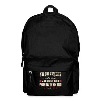 Feuerwehrmann Feuerwehr Notruf 112 Beruf Spruch - Rucksack - Schwarz - Vorne