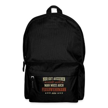 Feuerwehrmann Feuerwehr Notruf 112 Beruf Spruch - Rucksack - Schwarz - Vorne
