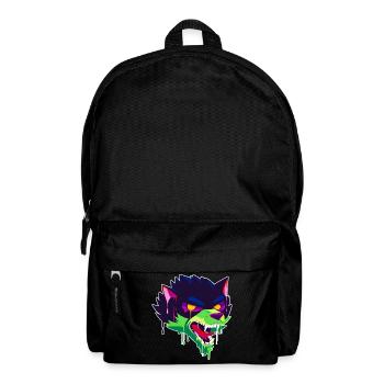 A Beautiful and Creepy Wolf Cartoon Design - Backpack - black - Front