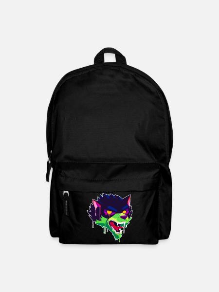 Un beau et effrayant design de dessin animé wolf - Sac à dos - noir
