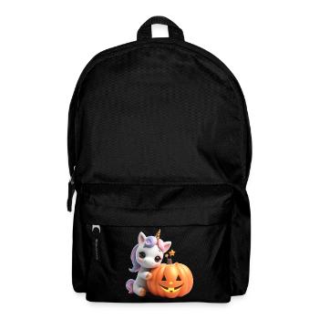 süßes Einhorn lehnt auf Kürbis halloween - Rucksack - Schwarz - Vorne