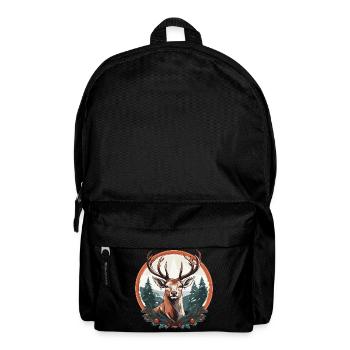 Rentier mit Weihnachtskugeln und Mütze - Rucksack - Schwarz - Vorne