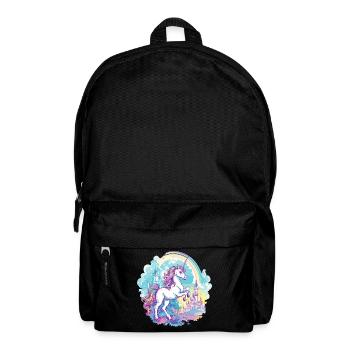 Einhorn Regenbogen Schloss Bunt Magie Fantasie - Rucksack - Schwarz - Vorne