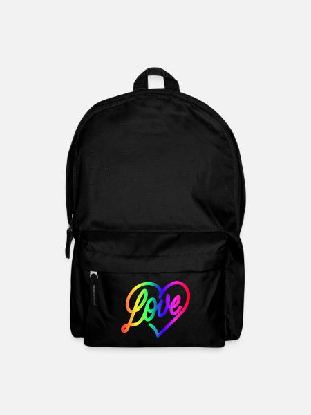 Love LOVE love Herz Regenbogen - Rucksack - Schwarz