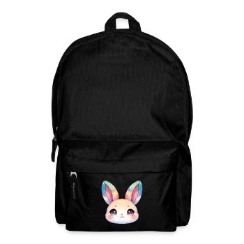 Visage mignon de lapin chibi avec des oreilles de couleur humide - Sac à dos - noir - Devant