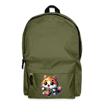Cat Ramen Kawaii Anime - Backpack - olive green - Front