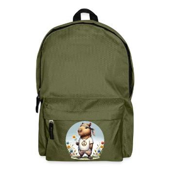 Capybara Hippie Peace - Backpack - olive green - Front