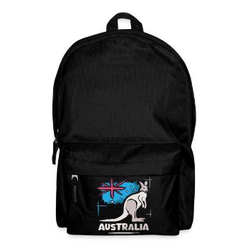 Australia Kangaroo Comic Flag Nature Animals Logo - Backpack - black - Front