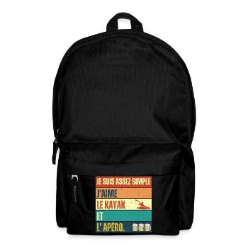 J' aime le kayak et l' apéro humour kayakiste - Sac à dos - noir - Devant