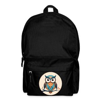 Hibou Illustré Coloré Éclectique - Sac à dos - noir - Devant