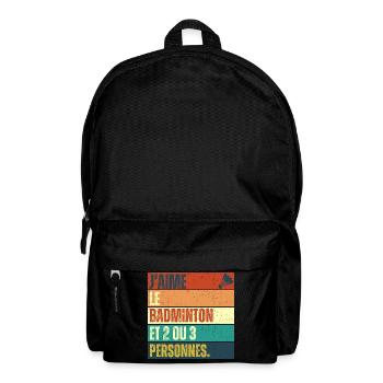 J' aime le badminton humour badiste cadeau vintage - Sac à dos - noir - Devant