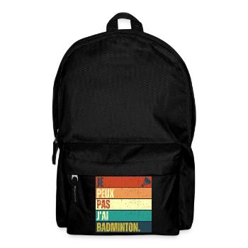 Je peux pas j' ai badminton cadeau badiste vintage - Sac à dos - noir - Devant