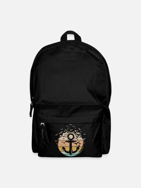 Anker retro Kapitän Boot Schiff vintage Symbol - Rucksack - Schwarz