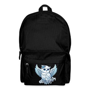 Niedliche Schneeeule mit blauen Augen und Engelsfl - Rucksack - Schwarz - Vorne
