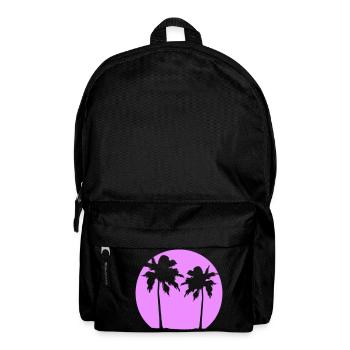 Deux Palmiers Île Soleil Coucher De Soleil Rond Rose - Sac à dos - noir - Devant