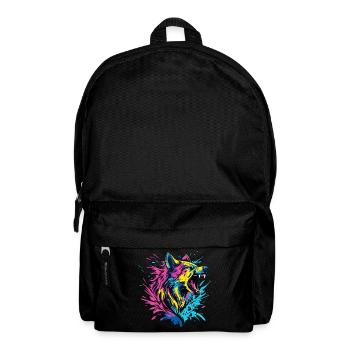 Wolf Wolfskopf Raubtier Wald Natur Wildnis Bunt - Rucksack - Schwarz - Vorne
