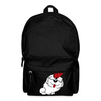 Dog Butterfly Nose Cute Funny Happy Comic - Backpack - black - Front