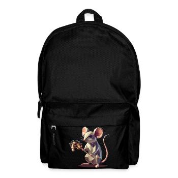 Niedliche Maus mit Steckenpferd im Polygon-Stil - Rucksack - Schwarz - Vorne