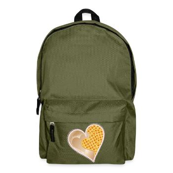 Heart waffles with powdered sugar and lace rim - Backpack - olive green - Front