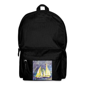 Farbenfroher Segelboot-Motiv im Expressionismus - Rucksack - Schwarz - Vorne