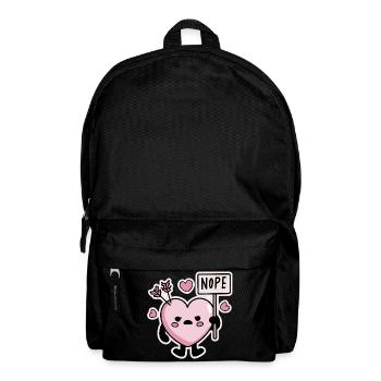 Kawaii Herz Nope Schild Anti Valentinstag - Rucksack - Schwarz - Vorne