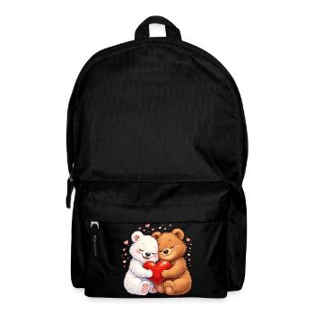 Bears in love with heart – Valentine's Day motif - Backpack - black - Front